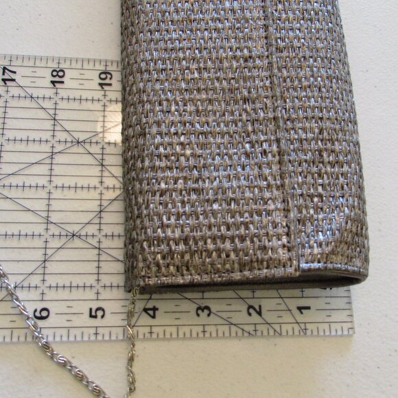 Big Buddha Woven Silver Clutch Bag - Like New - 12"x4.5" - Picture 12 of 14